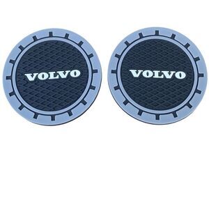 NWT New! Volvo Black Silicone Logo Car Cup Holders Mats Auto Travel